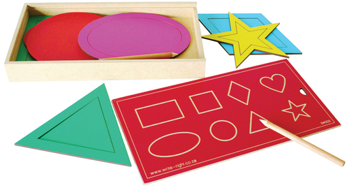 Wooden Shapes Set with 8 geometrical shapes in a Box