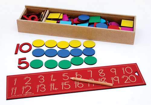 Wooden Numbers and counters 1 - 20 in a Box