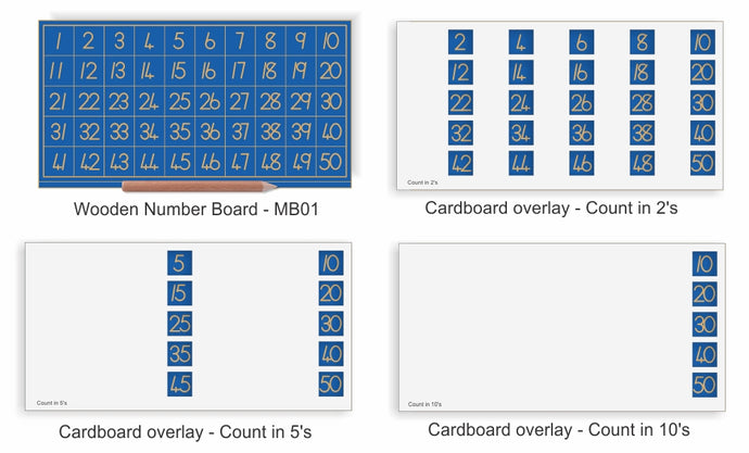 Wooden Numbers 1 to 50 - count in multiples