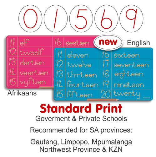 Wooden Number & Word Combo 11 to 20 - Std Print