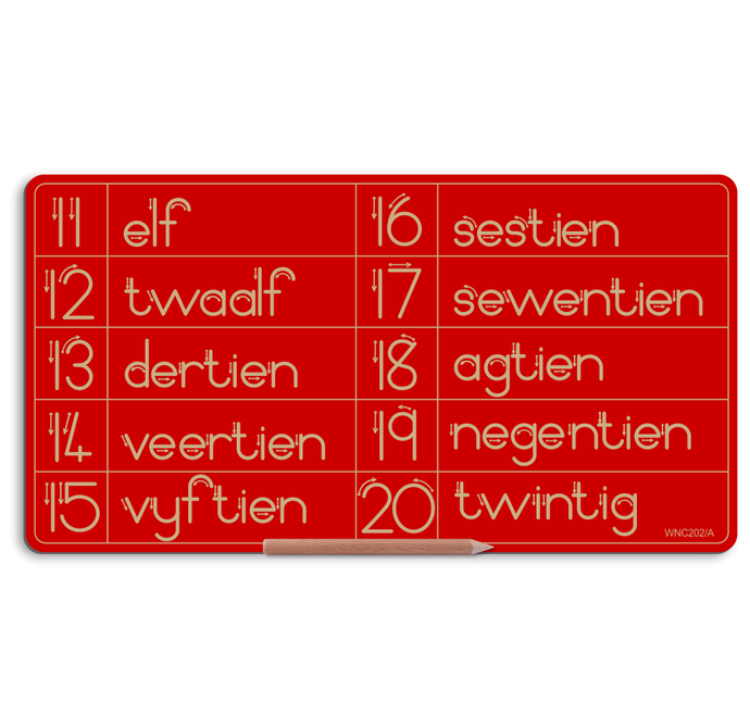 Wooden Number & Word Combo 11 to 20 - Alt Print